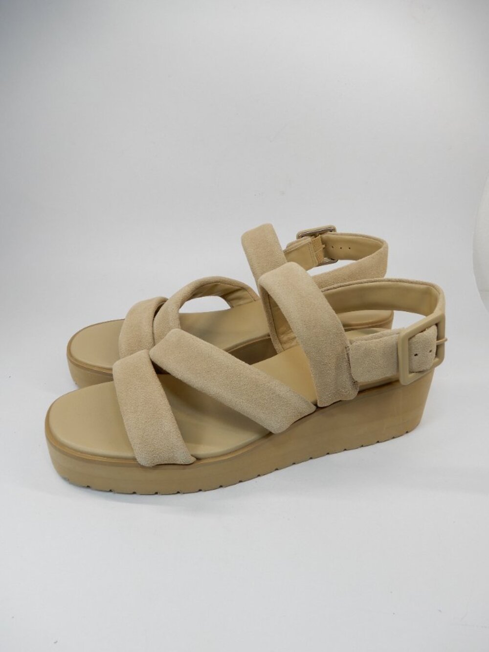 VINCE Skylar Low Wedge Slingback SANDALS Size 8.5 Nude Beige Suede NEW $280 - Picture 9 of 16